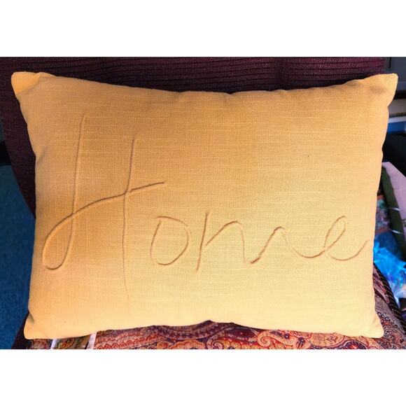 Pillow/Throw-Devi Designs-Gold-"HOME" Embossed-17x12 in-No Zipper-Throw Pillow - Picture 4 of 12